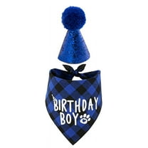 Dog Birthday Supplies,Pet Hat and Boy Doggy Bandana Set