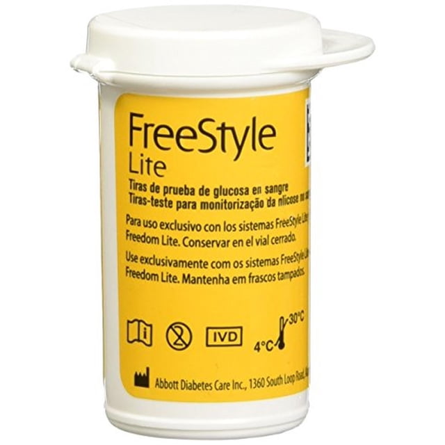 Tiras de prueba de Glucosa en Sangre Freestyle Lite caja con 50 tiras blanco