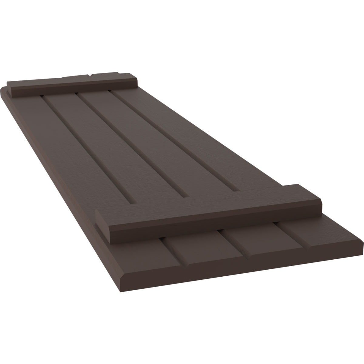 Ekena Millwork 14"W x 81"H Americraft Four Board (2 Batten) Exterior Real Wood Joined Board-n-Batten Shutters w/ Elliptical Top (Per Pair), Raisin Brown