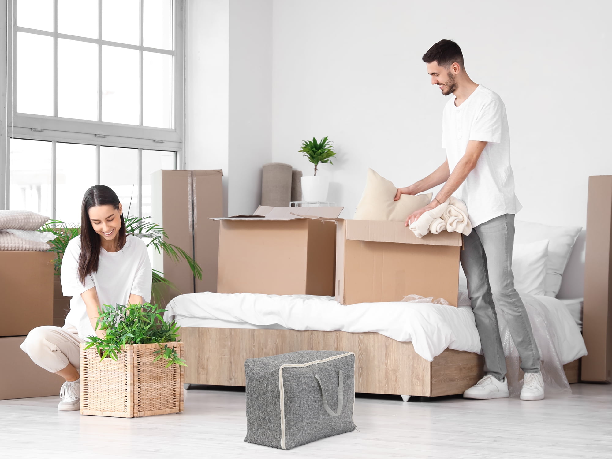 Unique Bargains 1 Pack Clothes Storage Bags Moving Bags Grey 23*9*14.5in