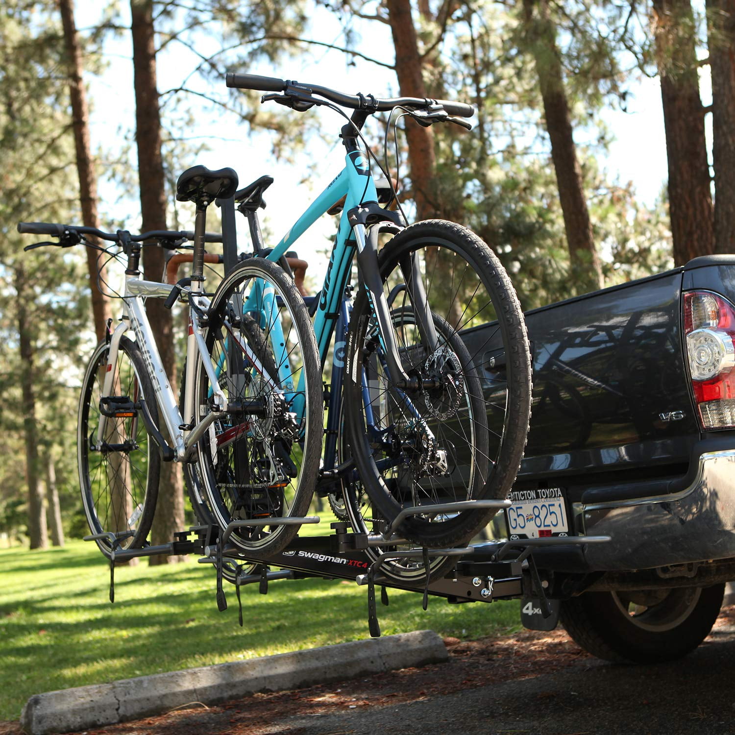 Swagman Bike Rack 64665 XTC 4 2 Inch Receiver Hitch Mount Holds 4 Bikes Up To 140 Pound Weight Capacity Bike Wheel Rests In Loop Without Lock Foldable Black Steel Walmart