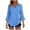 Blue, variant on MOJOGO Women's V Neck Shirts 3/4 Sleeve Blouse Bell Sleeve Button Down Tops Loose Peplum Top Summer Casual Clothes S
