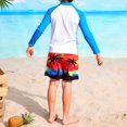 thumbnail image 5 of Swimsuits For Boys' Beach Style Two Piece Swimsuit Set Long Sleeve Top & Swim Shorts With Palm Tree & Sunset Print Quick Dry Upf 50+ For Surfing Pool Bathing Suit For Kids, 5 of 6