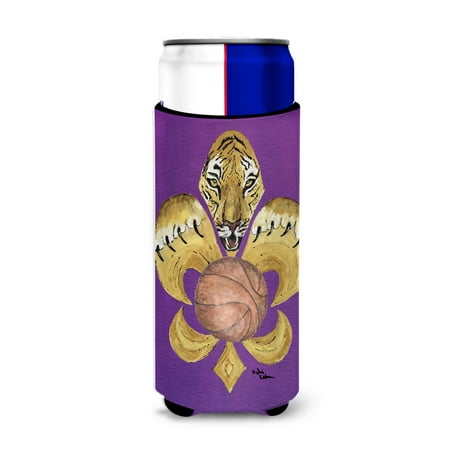 

Caroline s Treasures 8478MUK Tiger Fleur de lis Basketball Ultra Hugger for slim cans Slim Can multicolor