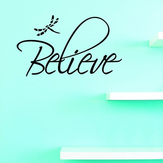 Custom Decals Believe Wall Art Size: 16 X 40 Inches Color: Black