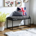 thumbnail image 4 of 39" Gray And Black Upholstered Velvet Bench, 4 of 9