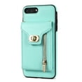 thumbnail image 4 of Feishell for iPhone 8 Plus/7 Plus Crossbody Zipper Wallet Phone Case,Premium PU Leather Kickstand Metal Buckle Credit Card Slots Shockproof Purse Phone Case with Detachable Shoulder Strap,Mint, 4 of 13