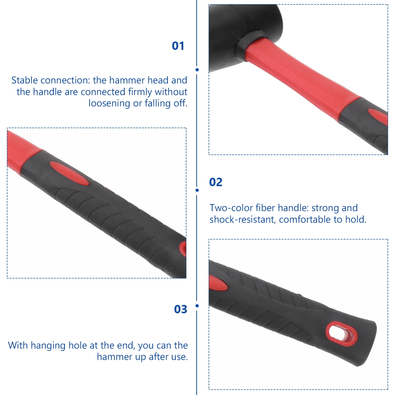 Hemoton 2pcs 8oz Non-slip Rubber Mallet Head Hammer Flooring Installation Mallet Hammer