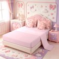 thumbnail image 3 of Manfei Cartoon Rainbow 7-Piece King Bedding,Pink Princess Bowtie King Bed in a Bag,Pink Reversible, 3 of 7