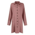 thumbnail image 5 of Dpytoraw Women's Comfortable New Casual Solid Color Button Mid Length Long Sleeve Loose Shirt Casual Dress, 5 of 5