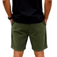 thumbnail image 5 of LWavelet Men's Corduroy Casual Shorts Drawstring Elastic Waist Plain Pocket Retro Streetwear Shorts Army Green XL, 5 of 5