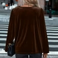 thumbnail image 4 of Mifsaly Velvet Tops for Women Christmas Cocktail Evening Party Velour Blouse Cowl Neck Business T-Shirts Loose Vintage Long Sleeve Pullover Shirts Brown XL, 4 of 6