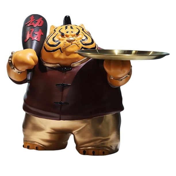 Bandeja de almacenamiento de escultura de tigre creativa, modelo de Animal, manualidades para de marron Gloria bandeja de almacenamiento decorativa