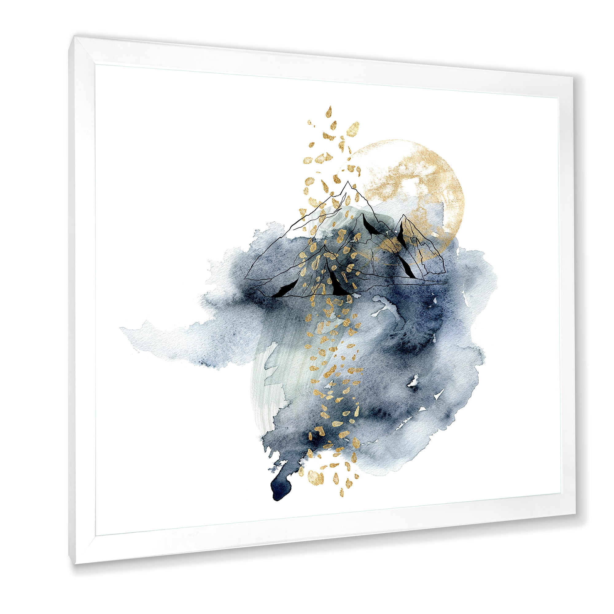 Designart 'Minimalistic Landscape of Moon With Mountains' Modern Framed Art Print