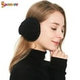thumbnail image 2 of Spencer Foldable Winter Ear Muffs for Men Women, Adjustable Wrap Knit Plush Ear Warmers Outdoor Earcover "Black", 2 of 9