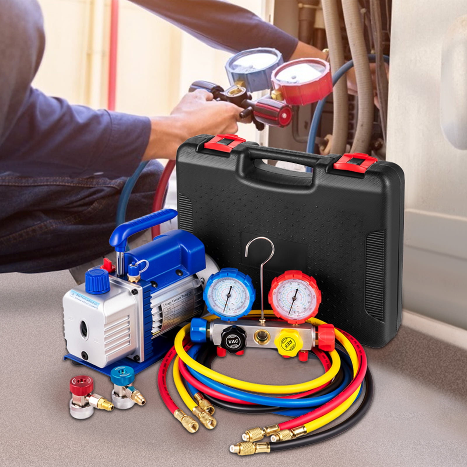 BENTISM AC Vacuum Pump Manifold Gauge Set 4.8 CFM 5PA HVAC Vacuum Pump