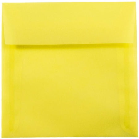 UPC: 0701936237507 | JAM 6.5×6.5 Translucent Envelopes  Yellow  250/Pack  Primary Yellow