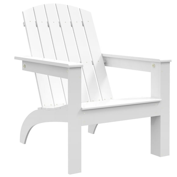 Outsunny Chaise de Jardin Adirondack avec Dossier Haut, Chaise de Foyer en Bois, Blanc