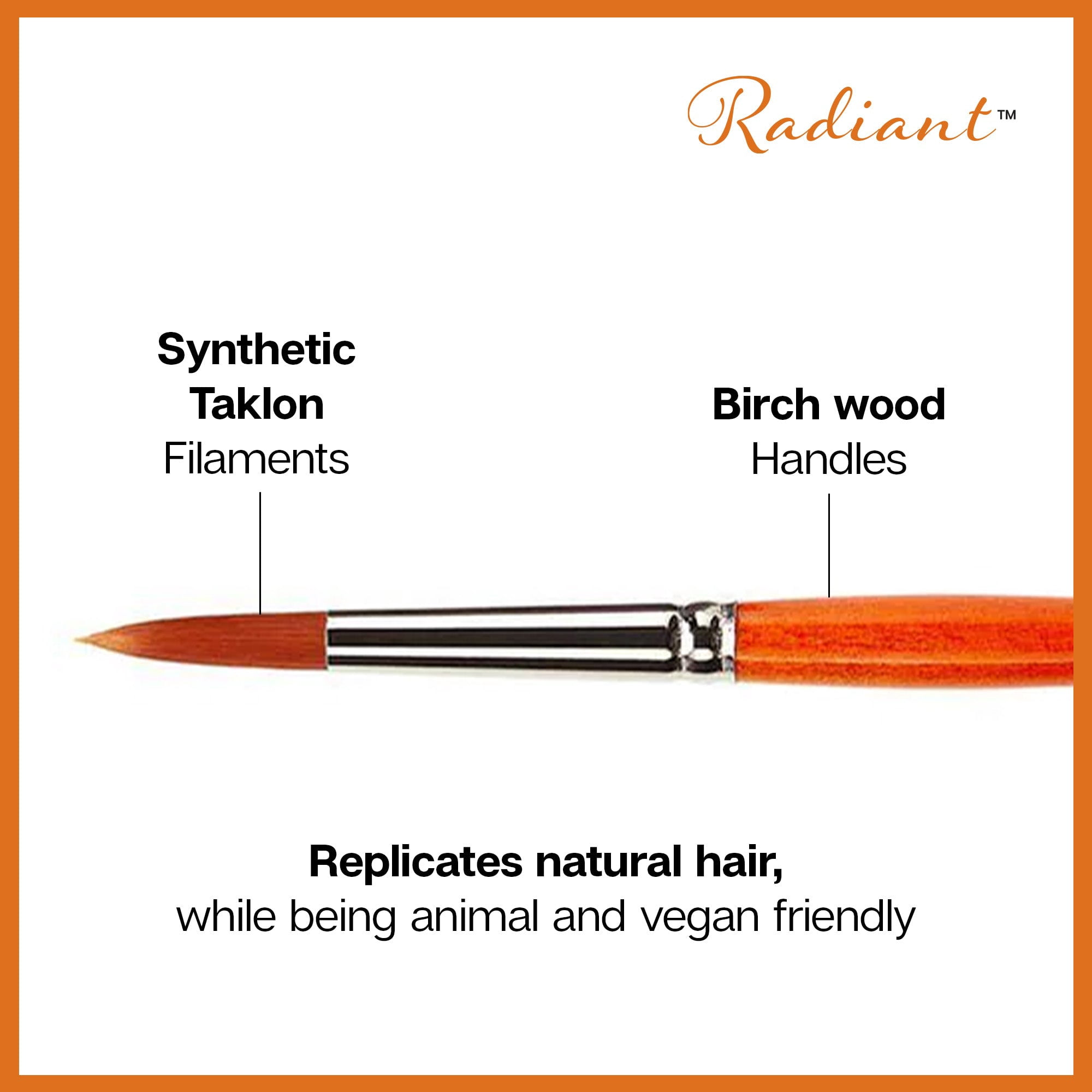 Kingart Radiant, Premium Golden Taklon Brushes, Set of 12, All Ages