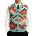 thumbnail image 2 of Men's Sweater Vest V-Neck Sleeveless Argyle Sweater Cardigan Loose Button up Knitted Fall Winter Knitwear, 2 of 7