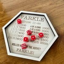 Uxgjfwu Farkle Dice Game Set, Wooden Tray Dice Board with 6 Dices, Handcrafted Farkle Dice Board for Home Game Family Gathering