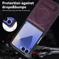 thumbnail image 4 of ELEHOLD Case for Samsung Galaxy Z Flip 6, Shockproof Magnetic Leather Phone Case with Stand, Compatibility with Mag Safe Accessories,Darkpurple, 4 of 6