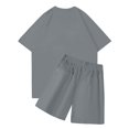 thumbnail image 3 of Sueño Conjunto de camisetas y pantalones cortos con cuello redondo y manga corta con estampado NOFS informal a la moda para hombre Gris M, 3 of 3
