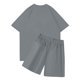 thumbnail image 3 of Sueño Conjunto de camisetas y pantalones cortos con cuello redondo y manga corta con estampado NOFS informal a la moda para hombre Gris S, 3 of 3