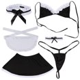 thumbnail image 2 of 6 piezas de lencería sexy para mujer, traje de sirvienta traviesa con escote en V sexy, juego de rol de Navidad, conjunto de cosplay, regalo de boda de aniversario para esposa novia con falda de garga, 2 of 7