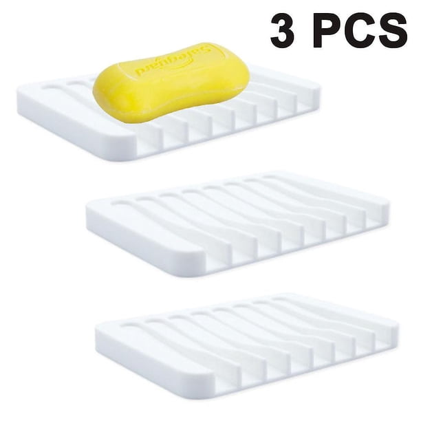 Jabonera de 3 uds, bandeja para jabón, soporte para jabón, fácil limpieza