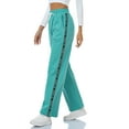 thumbnail image 4 of Women Casual Cotton Solid Drawstring Elastic Waist Long Straight Pants, 4 of 9