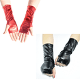 thumbnail image 1 of 2 pares de guantes cortos de charol negro brillante sin dedos disfraz de Halloween Punk Cos Jumping Hip Hop Dance guantes (negro + rojo) Sincero Electrónica, 1 of 5