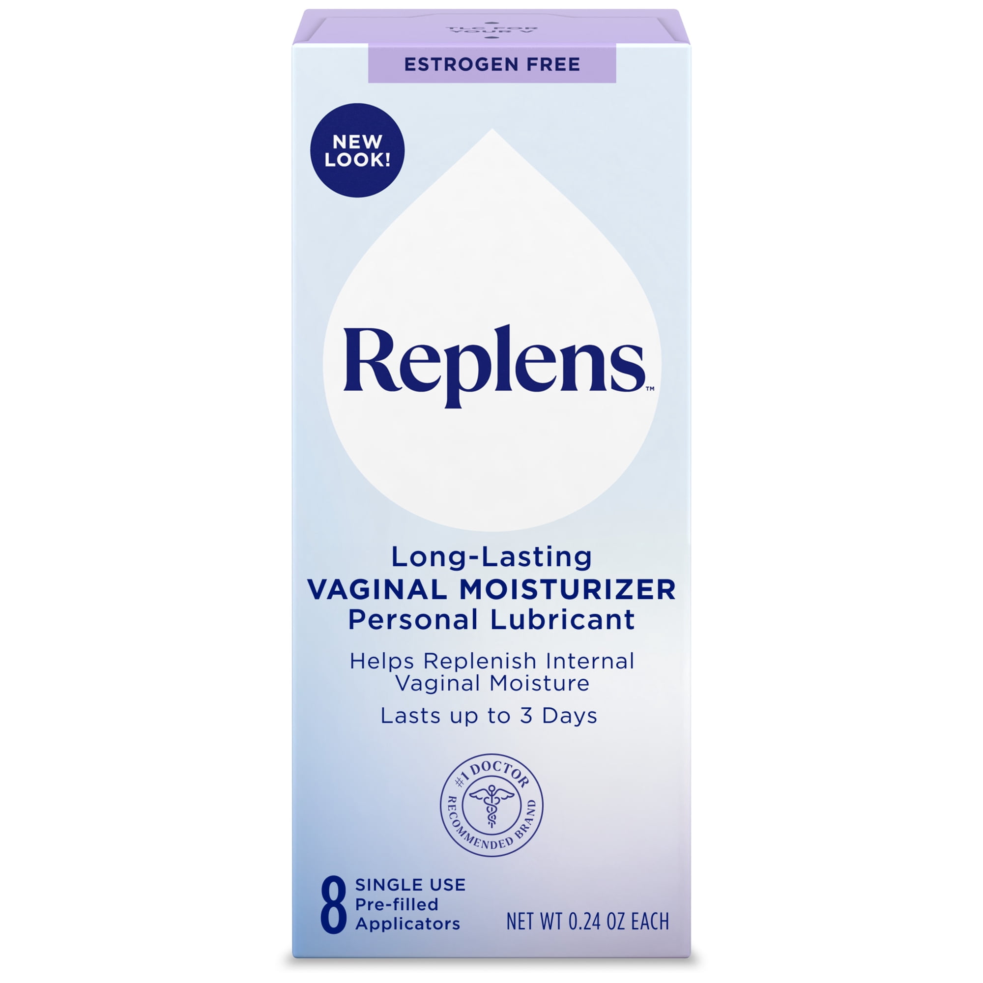 Replens Long-Lasting Vaginal Moisturizer, Relieves Vaginal Dryness, 8 Pre-Filled Applicators