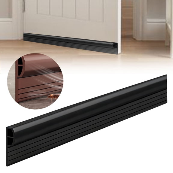 Door Draft Stopper, Door Sweep for Bottom of Door, Weather Stripping Door Seal Gap Filler Bottom Blocker Soundproof Cold Air Insulation Save Energy Installs Quickly (Black, 1.1*39in)