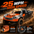 thumbnail image 4 of JoyStone 1:16 RC Short Course Truck, 4WD 25 MPH High-Speed RC Car with Metal Drivetrain, LED Lights, 2 Rechargeable Batteries, All-Terrain Remote Control Truck for Kids and Adults, Orange, 4 of 11