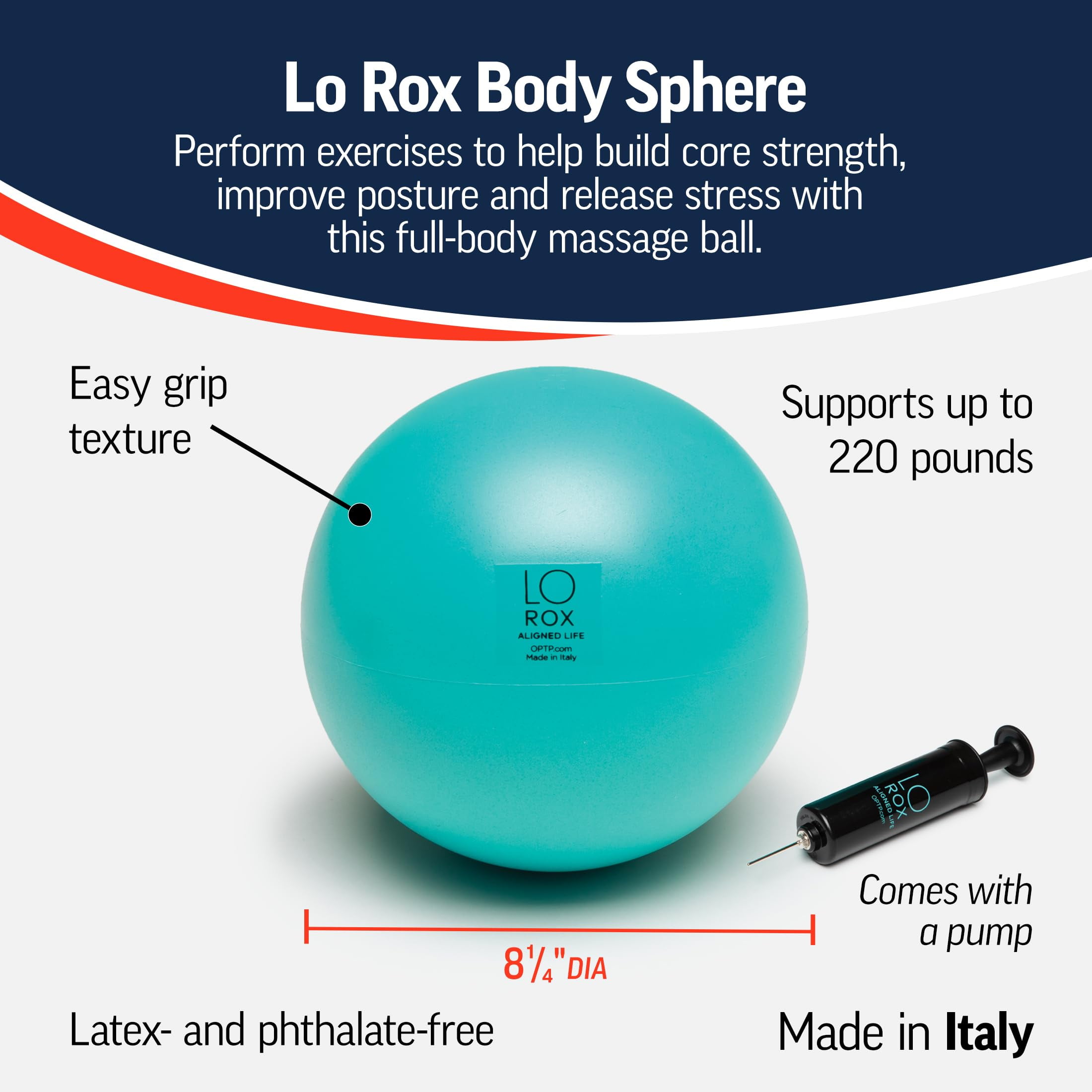 OPTP Lo Rox Body Sphere with Pump - Inflatable Small Pilates Ball with Pump for Exercise, Massage, and Core Workouts — from Lauren Roxburgh