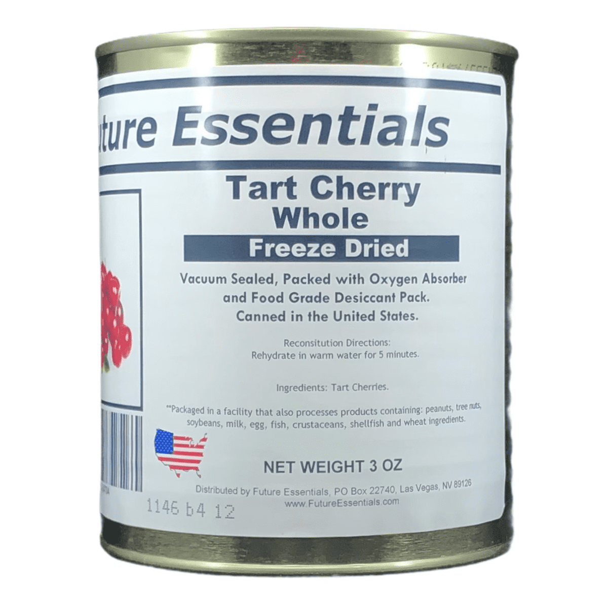 (12 Cans Pack) Future Essentials Freeze Dried Long Shelf Life Emergency Food Whole Tart Cherries #2.5/6oz/Can
