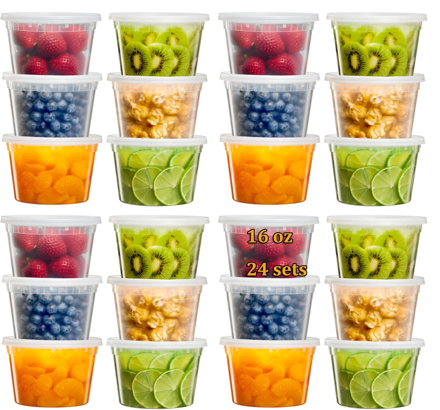 16 oz. Deli Food Storage Containers With Leakproof Lids 24 Sets