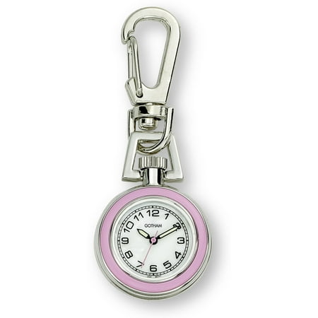 - Gotham Unisex Silver-Tone Analog Quartz Keychain Clip Fob Watch # GWC18107-5