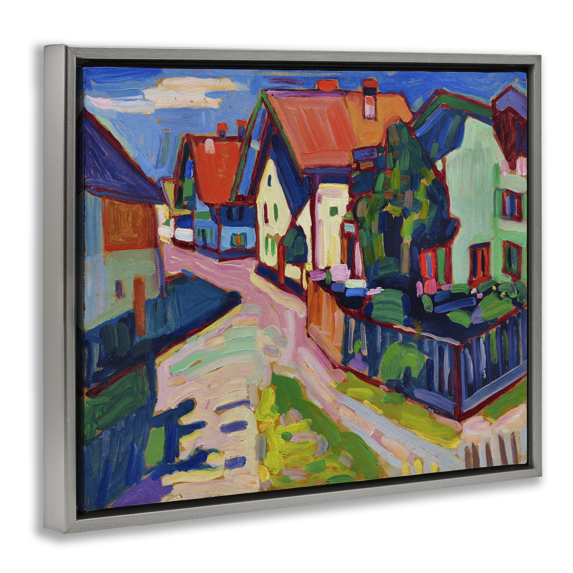Stupell Industries Kandinsky Murnau Landscape Scenic & Cityscapes Painting Gray Floater Framed Canvas Art Print Wall Art, 21 x 17