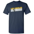 thumbnail image 3 of UGP Campus Apparel Los Angeles Retro Repeat - Sports Team City Pride Tailgating T Shirt - Large - Navy w/Gold & White Print, 3 of 6