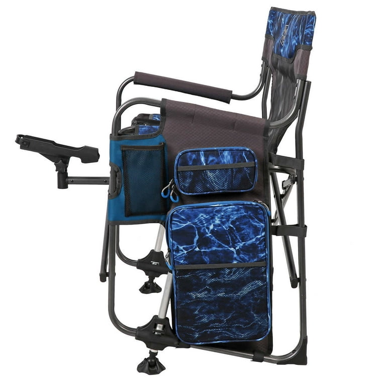 Timber Ridge Fishing Director's Chair, Blue - Adjustable Legs and Storage  Pocket 