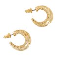 thumbnail image 3 of Pierced Small Huggie Hoop Yellow Gold Tone Leaf Earrings Ladies Adult Female Women, 3 of 4
