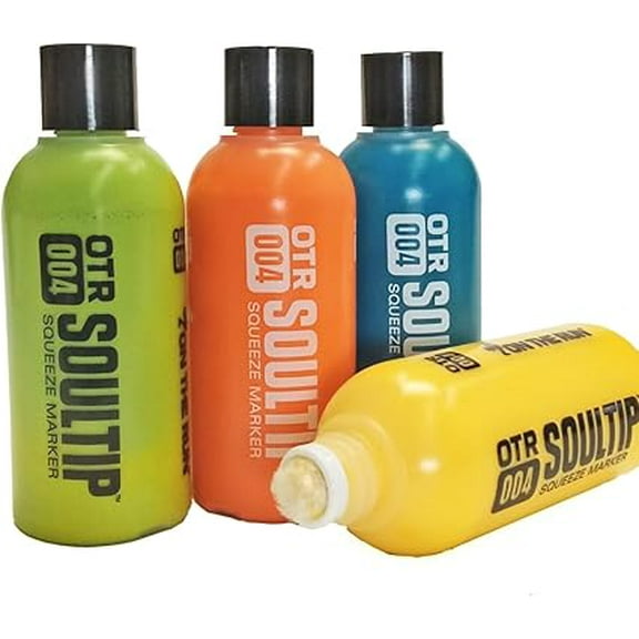 On The Run .004 Soultip Permanent Paint Squeeze Marker, 12mm, Bright Colors, 4 Count