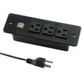 thumbnail image 1 of Conference Power Bar with Usb Ports Recessed Mountable Power Strip with 3 Outlets 2 USB for Desk Cabinet, 1 of 4