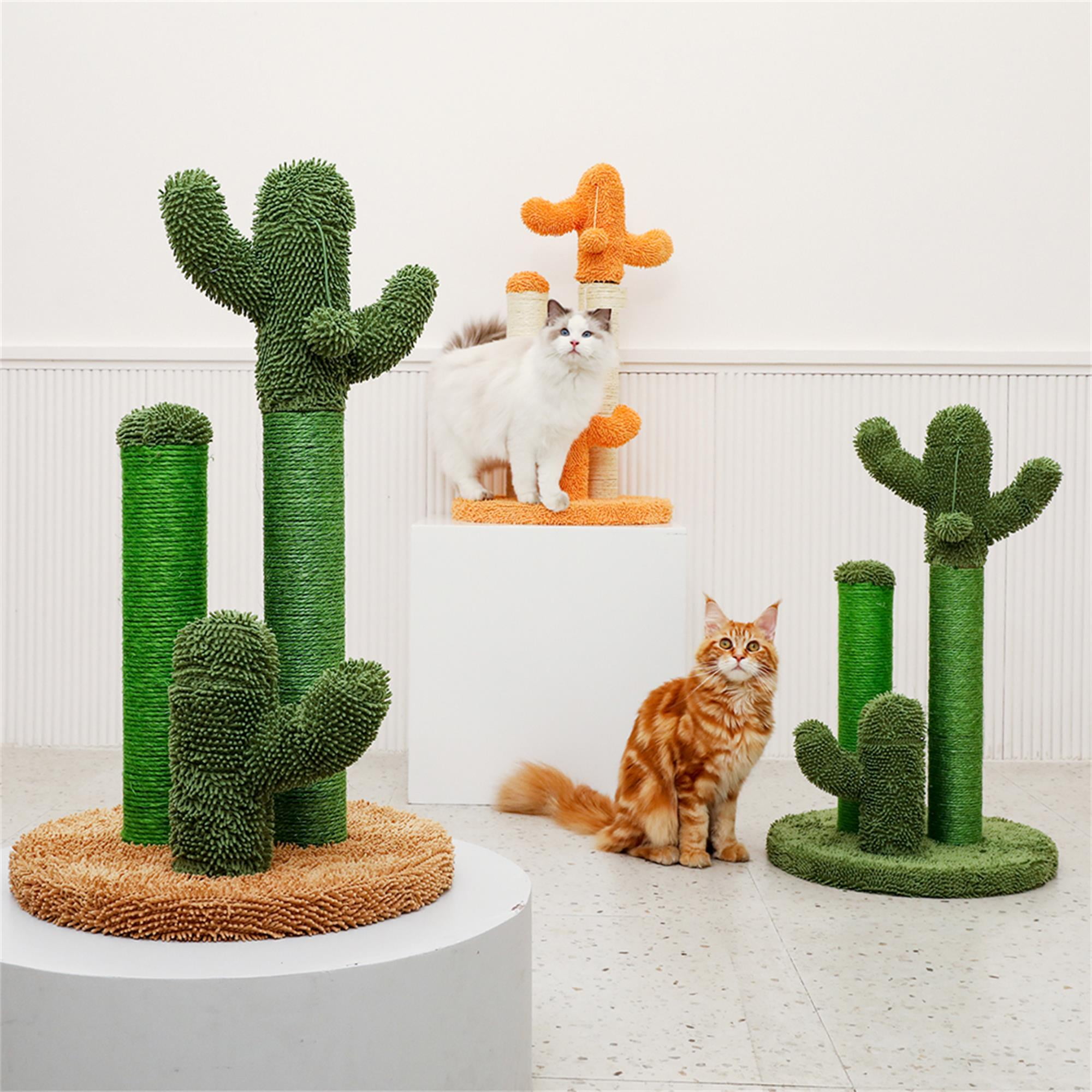 Kadyn 29" Cat Scratching Post, Cactus Cat Scratcher Kitten Scratch Post for Indoor Cats, Claw Cat Tree with Dangling Ball for Kitties, Green L