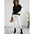 thumbnail image 3 of Womens Crew Neck Sweater Color Block Sweatshirts Loose Tops Long Sleeve Casual Pullover Lightweight, 3 of 5