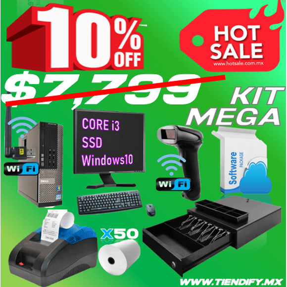 Kit Punto De Venta Abarrotes Farmacia Papeleria Restaurante MEGA Tiendify Core i3 SSD TIENDIFY MEGA