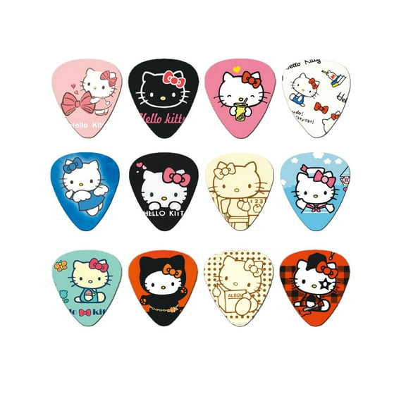 YOSENING 12PCS Sanrio Hello Kitty Cute Cartoon Guitar Picks - Colorful Plastic Plectrums for Electric, Acoustic & Bass Guitar, Fun Music Accessories Gift for Kids & Beginners QQH624-3137