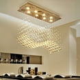 thumbnail image 6 of Miumaeov Modern Crystal Chandelier Rectangular Raindrop Chandelier Flush Mount Chrome Ceiling Light Fixture for Dining Rooms Kitchen Living Room 8 Light L31.4'' x W11.8'' x H27.5'', 6 of 15